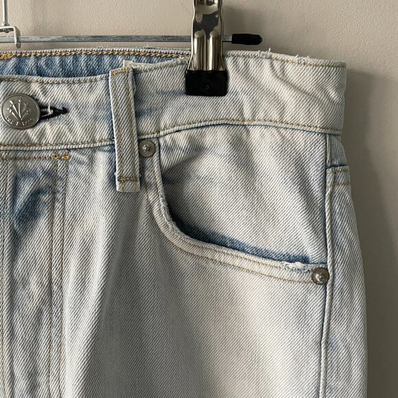 Rag & Bone Maya High Rise Slim Denim Jeans Light Wash Raven With Holed Blue 27 - Picture 5 of 11